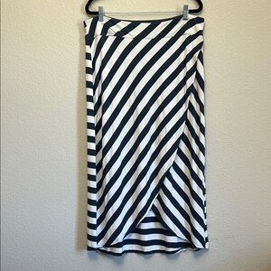 Athleta Striped Navy and White Midi Skirt